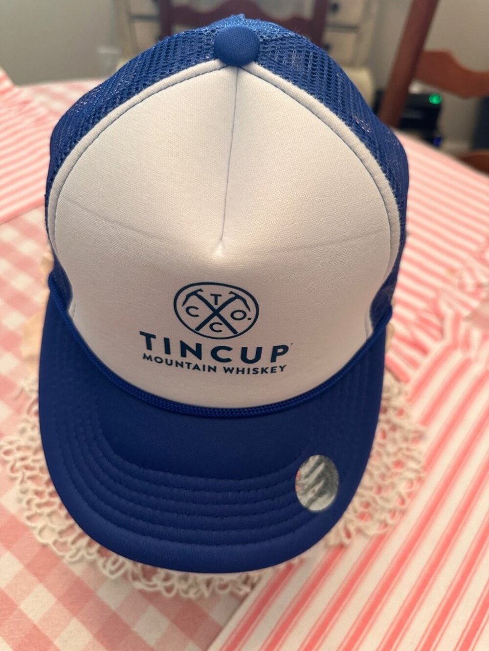 TIN CUP Mountain Whiskey Blue and White Trucker Hat